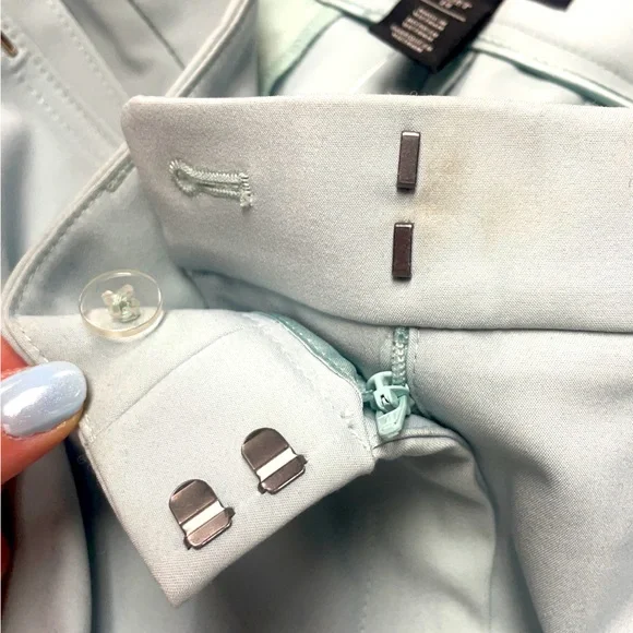 NWT White House Black Market Blue Cotton Blend Split Side Shorts Sz 14 Short - Picture 7 of 9